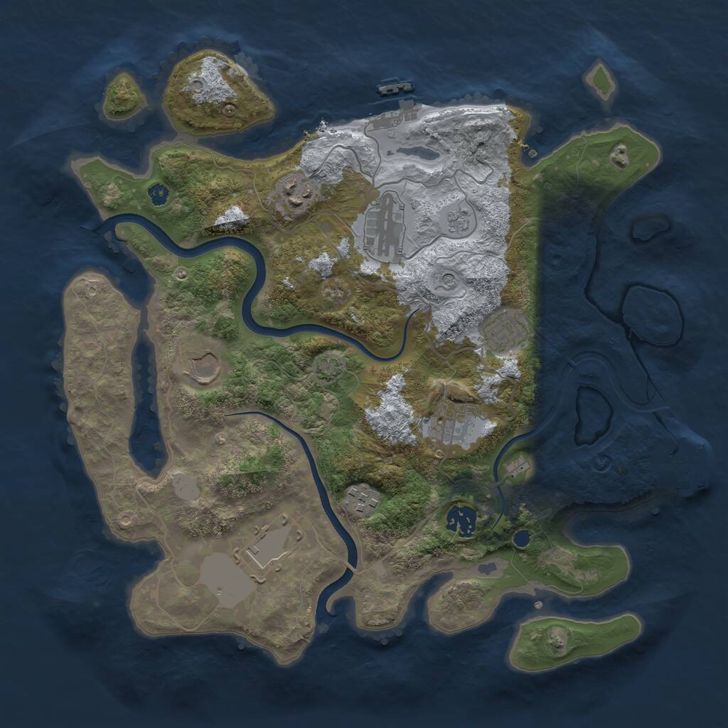 Rust Map: Procedural Map, Size: 3500, Seed: 1424005, 14 Monuments