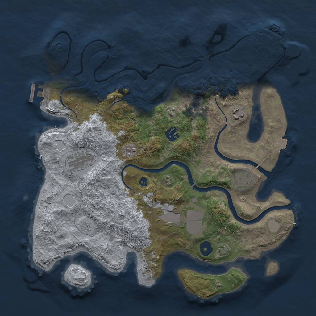 Rust Map: Procedural Map, Size: 3500, Seed: 2711712, 12 Monuments