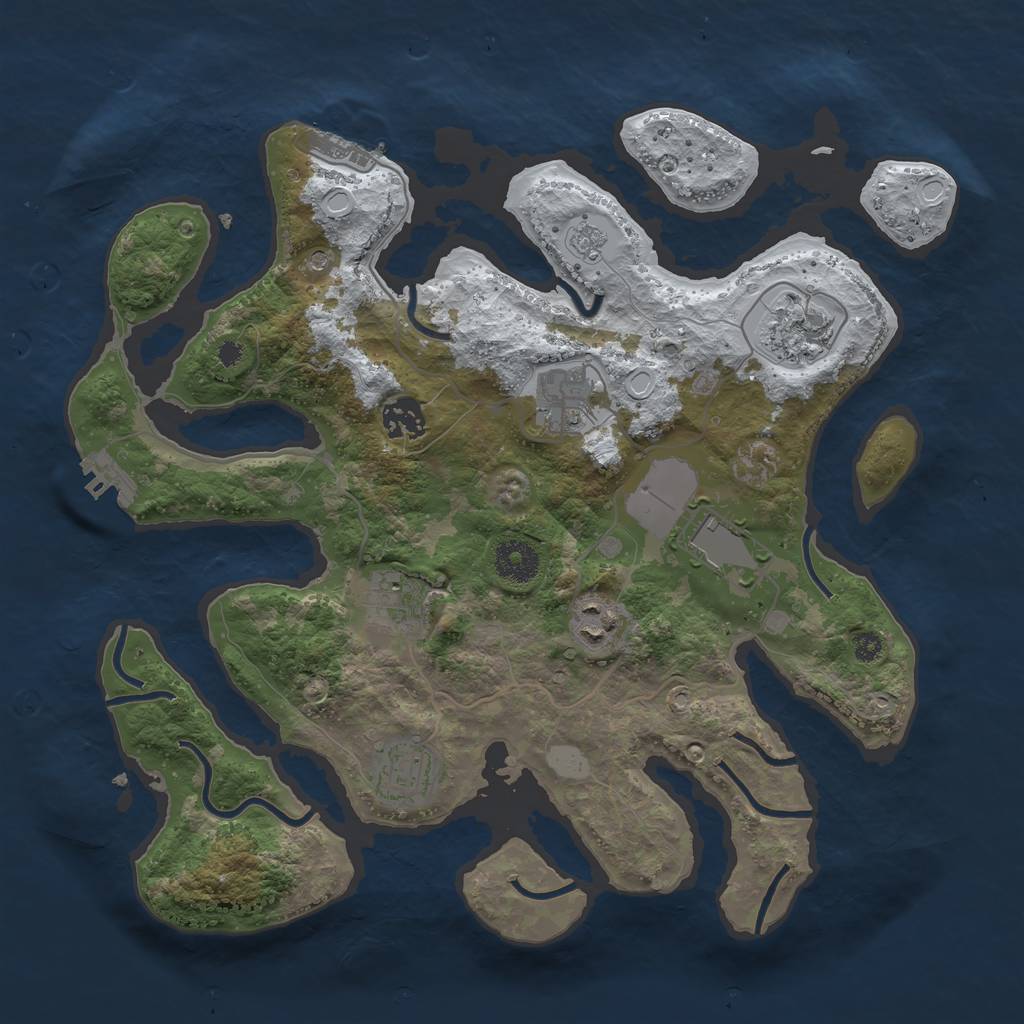 Rust Map: Procedural Map, Size: 3500, Seed: 4813377, 16 Monuments