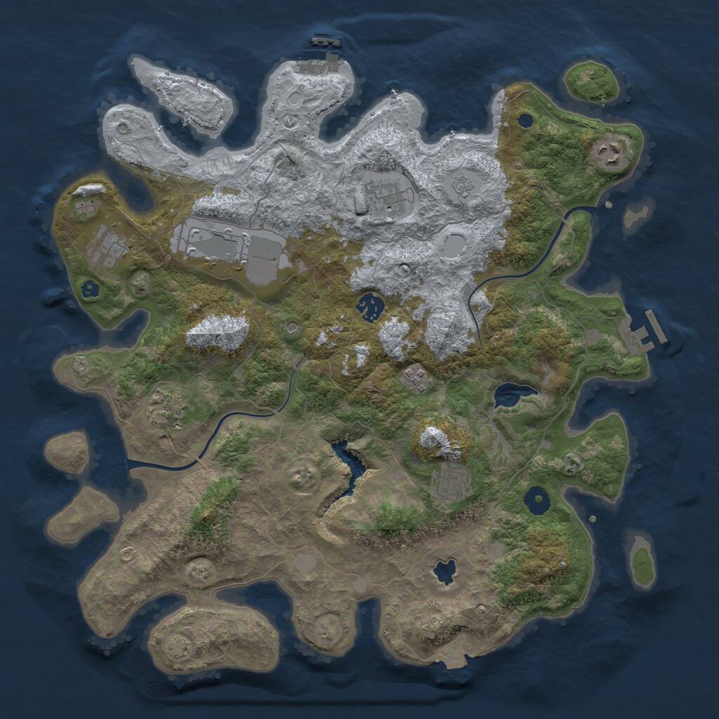 Rust Map: Procedural Map, Size: 4000, Seed: 4182545, 14 Monuments