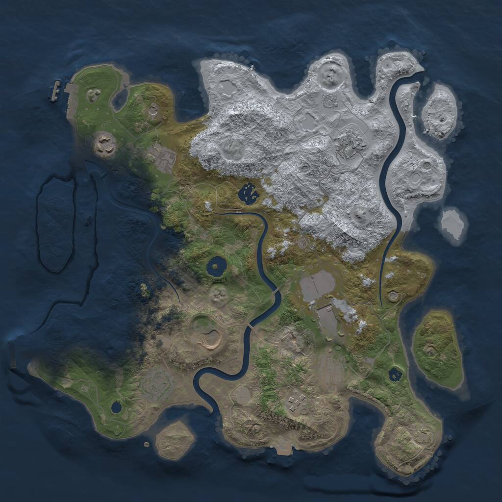 Rust Map: Procedural Map, Size: 3750, Seed: 2708993, 15 Monuments