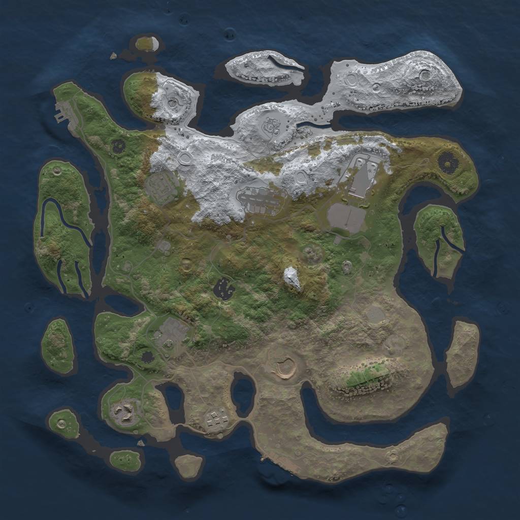 Rust Map: Procedural Map, Size: 3700, Seed: 4974284, 17 Monuments