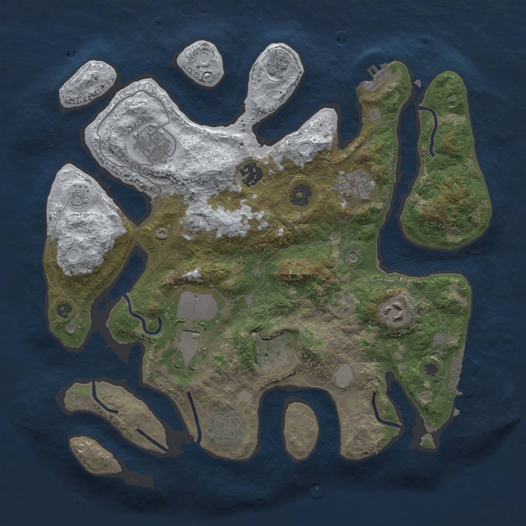 Rust Map: Procedural Map, Size: 3500, Seed: 4131131, 17 Monuments
