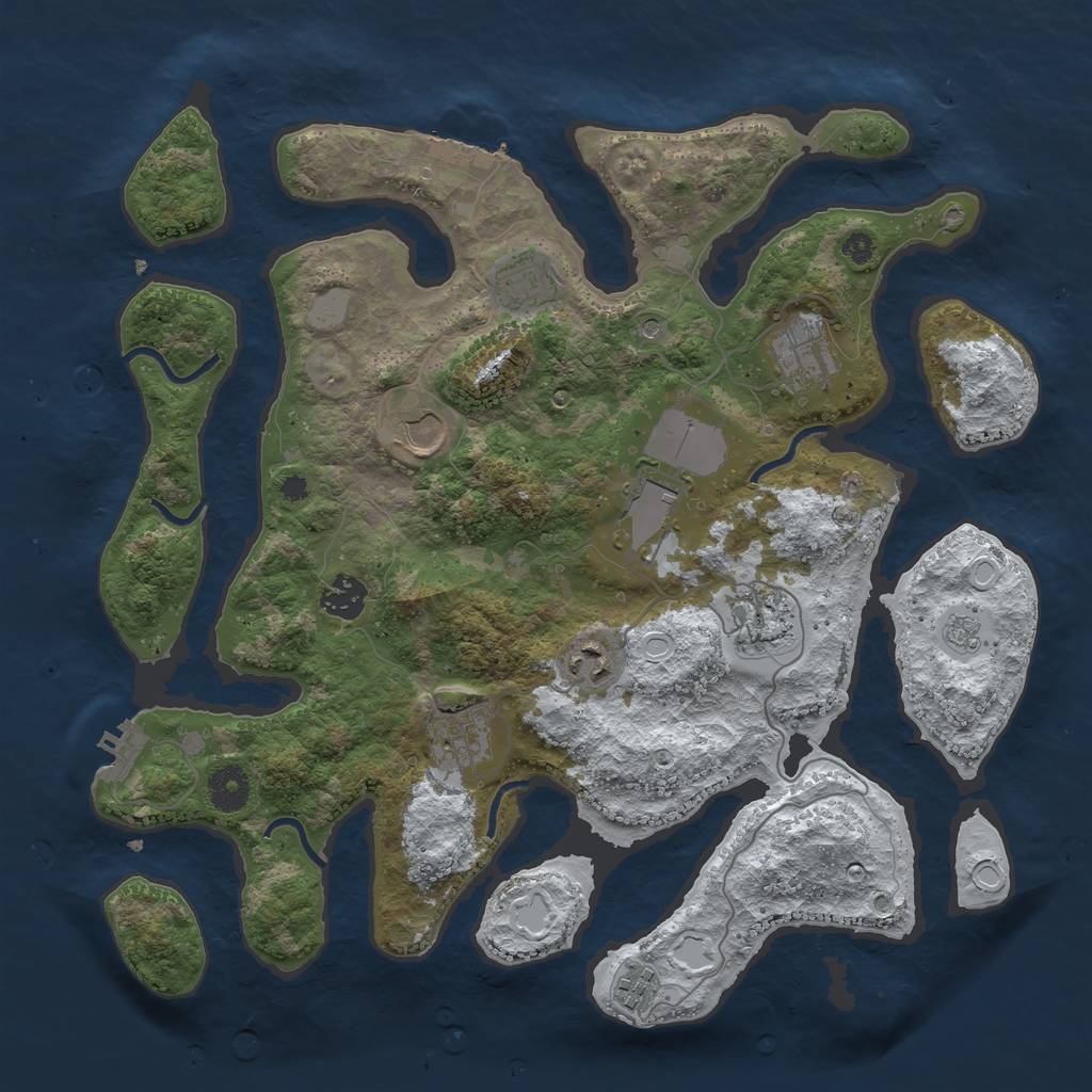 Rust Map: Procedural Map, Size: 3700, Seed: 5770625, 18 Monuments