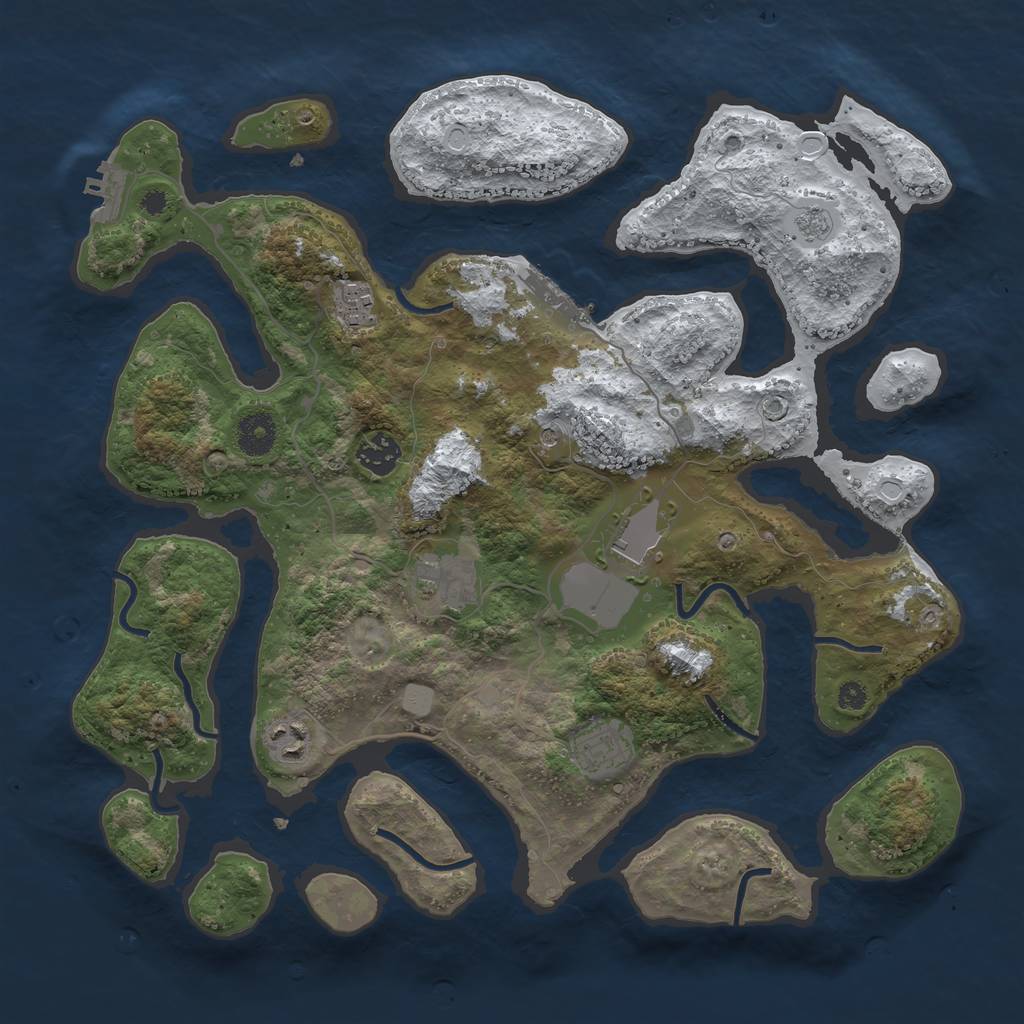 Rust Map: Procedural Map, Size: 3700, Seed: 6103420, 15 Monuments