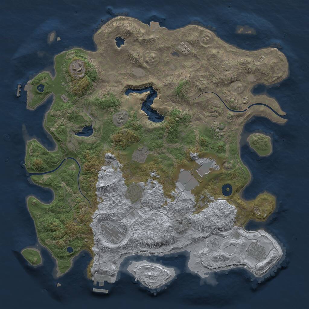 Rust Map: Procedural Map, Size: 4000, Seed: 5574716, 14 Monuments