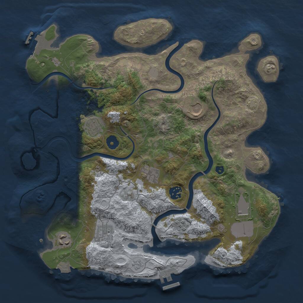 Rust Map: Procedural Map, Size: 3500, Seed: 458446, 14 Monuments