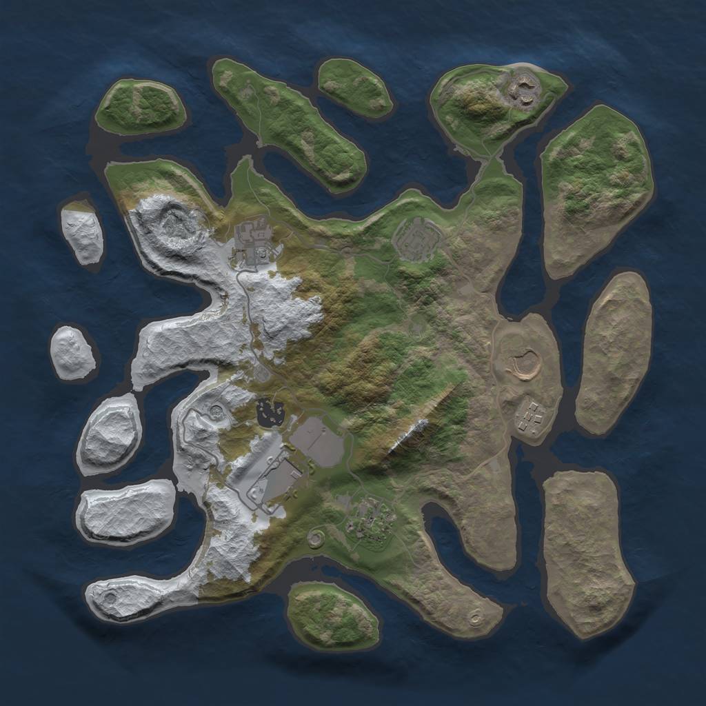 Rust Map: Barren, Size: 3500, Seed: 5856992, 11 Monuments