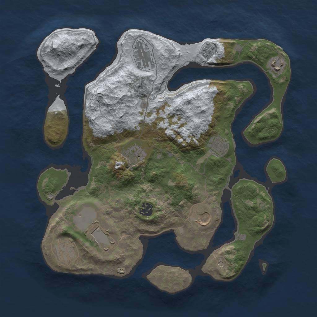 Rust Map: Barren, Size: 3500, Seed: 2837271, 12 Monuments