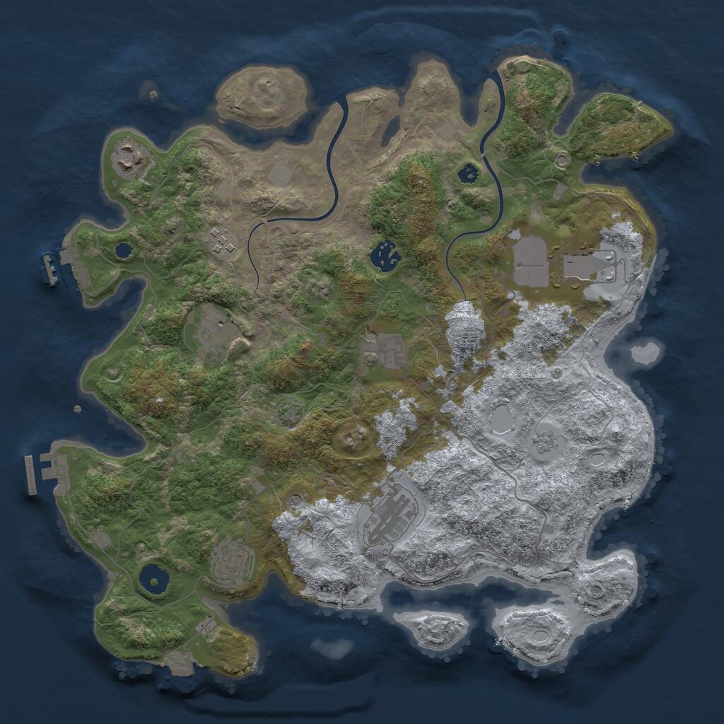 Rust Map: Procedural Map, Size: 3700, Seed: 5973533, 14 Monuments