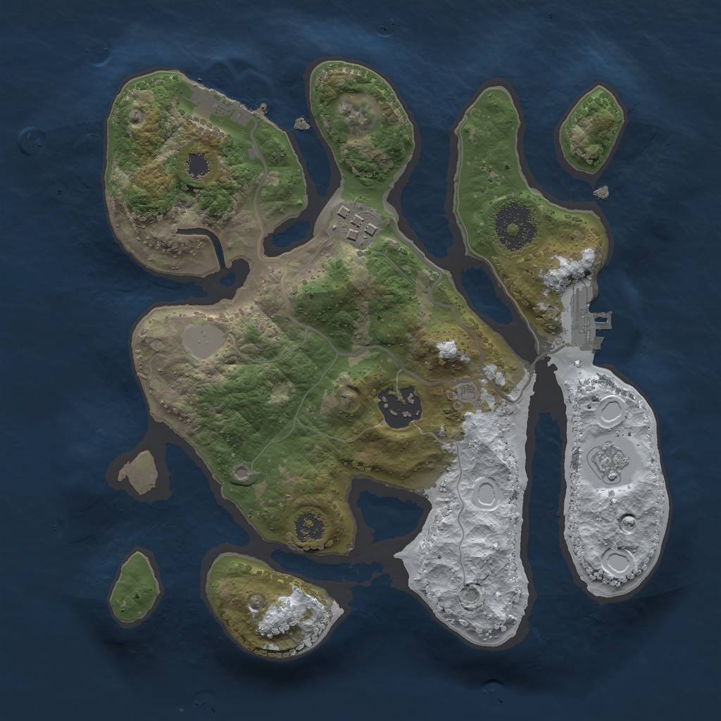 Rust Map: Procedural Map, Size: 2500, Seed: 34059348, 10 Monuments