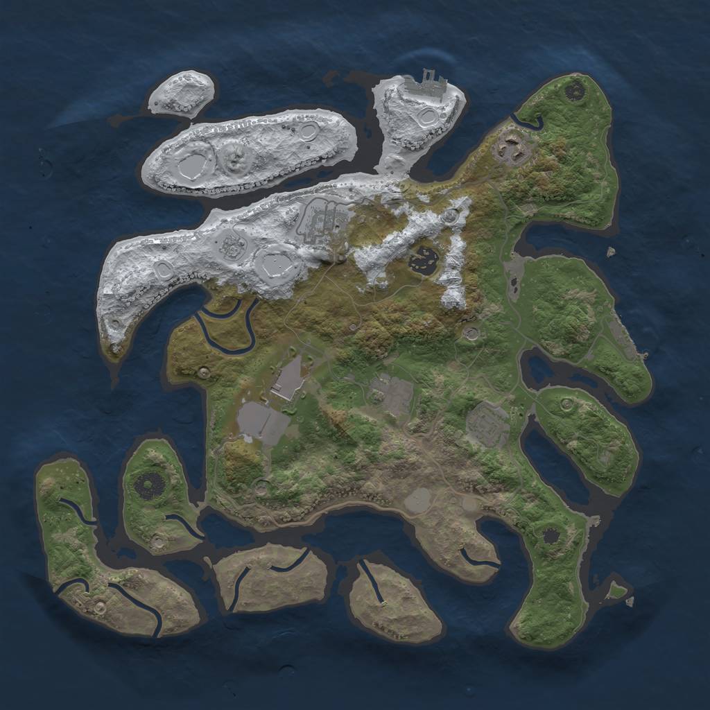 Rust Map: Procedural Map, Size: 3700, Seed: 735003, 15 Monuments