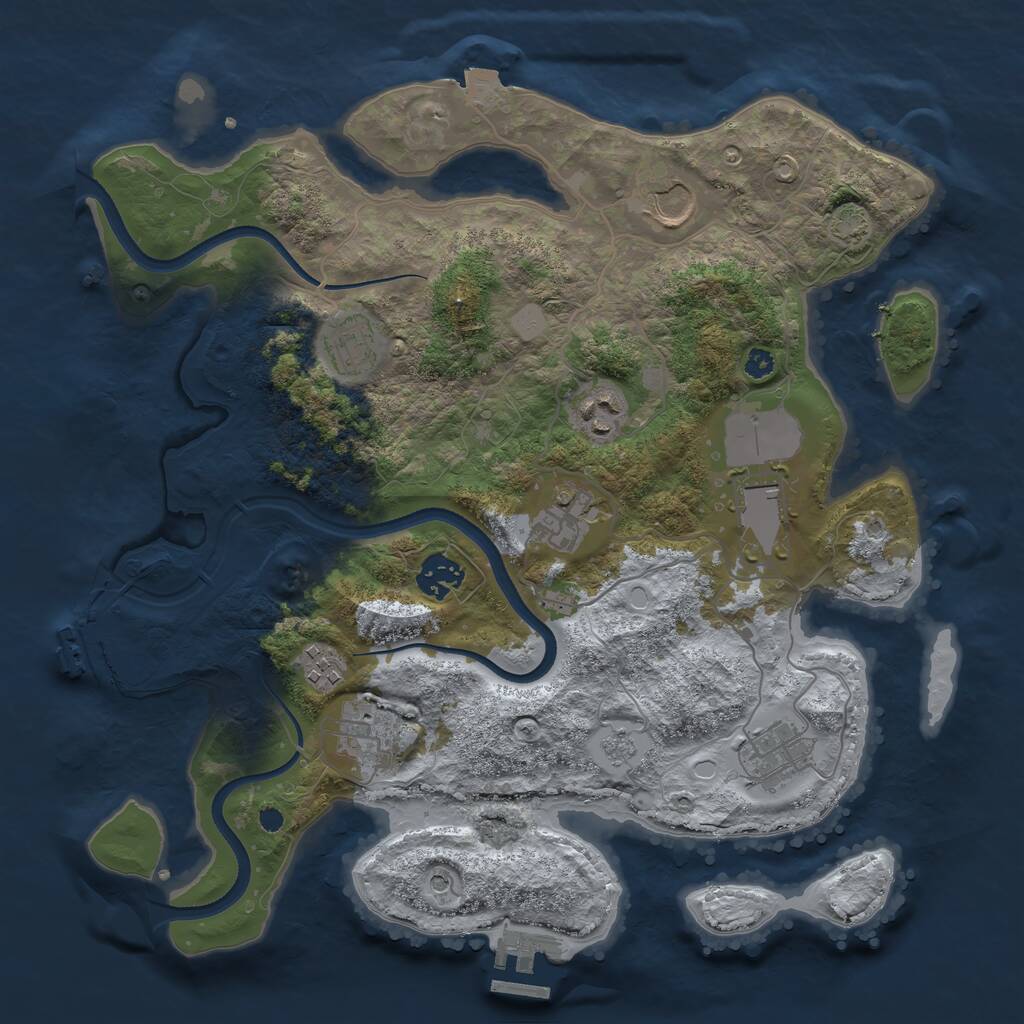 Rust Map: Procedural Map, Size: 3500, Seed: 5407820, 15 Monuments