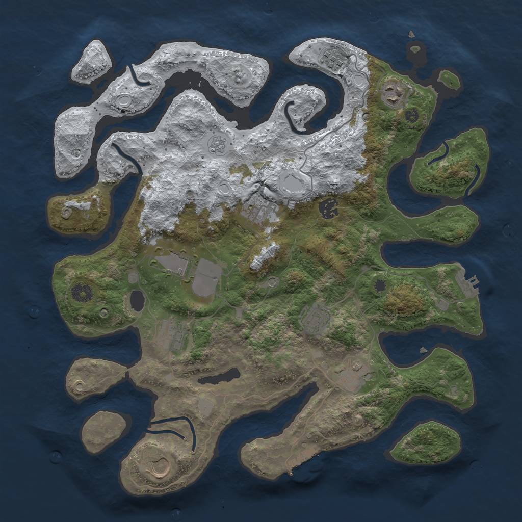 Rust Map: Procedural Map, Size: 3800, Seed: 777777, 18 Monuments
