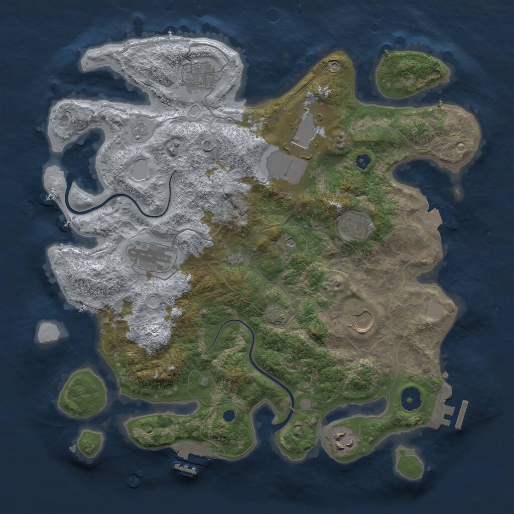 Rust Map: Procedural Map, Size: 3500, Seed: 1614412, 12 Monuments