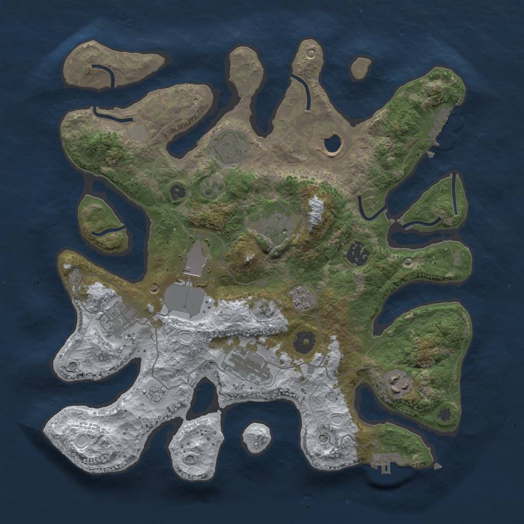Rust Map: Procedural Map, Size: 3500, Seed: 3088541, 18 Monuments