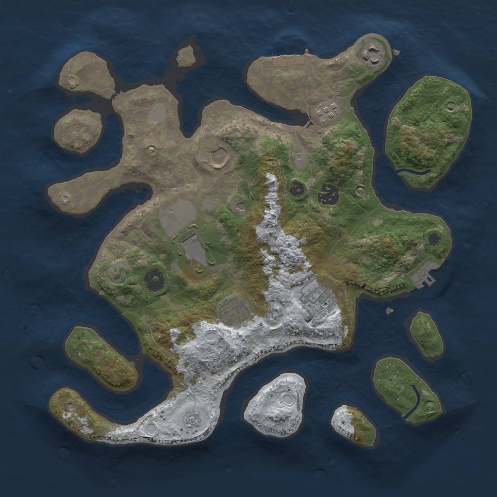 Rust Map: Procedural Map, Size: 3500, Seed: 233688705, 16 Monuments