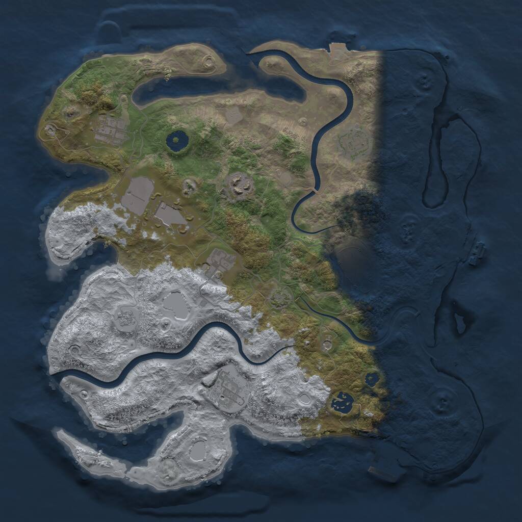 Rust Map: Procedural Map, Size: 3700, Seed: 2239571, 14 Monuments