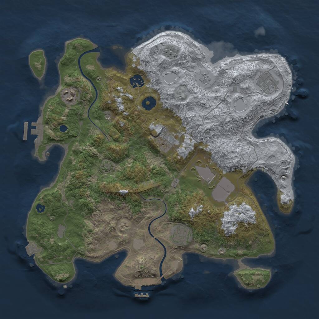 Rust Map: Procedural Map, Size: 3500, Seed: 4338670, 13 Monuments