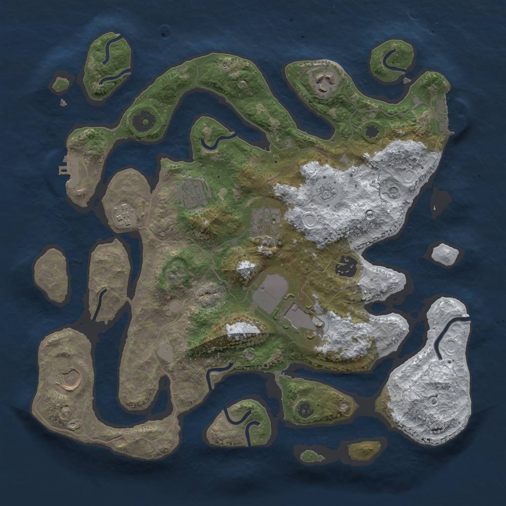 Rust Map: Procedural Map, Size: 3500, Seed: 1753837, 16 Monuments