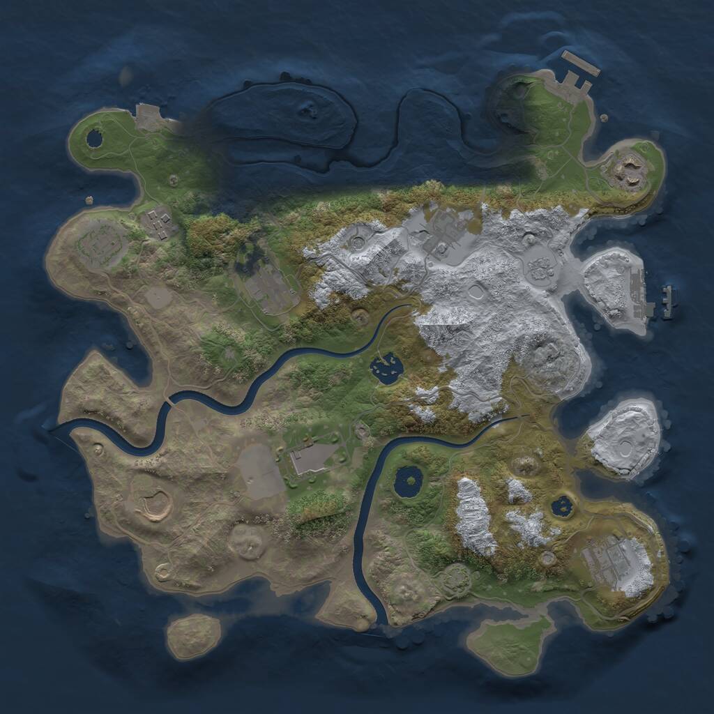 Rust Map: Procedural Map, Size: 3500, Seed: 4803684, 15 Monuments