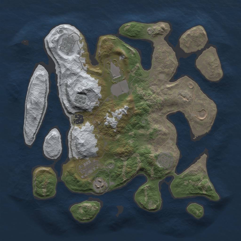 Rust Map: Barren, Size: 3500, Seed: 4196787, 11 Monuments