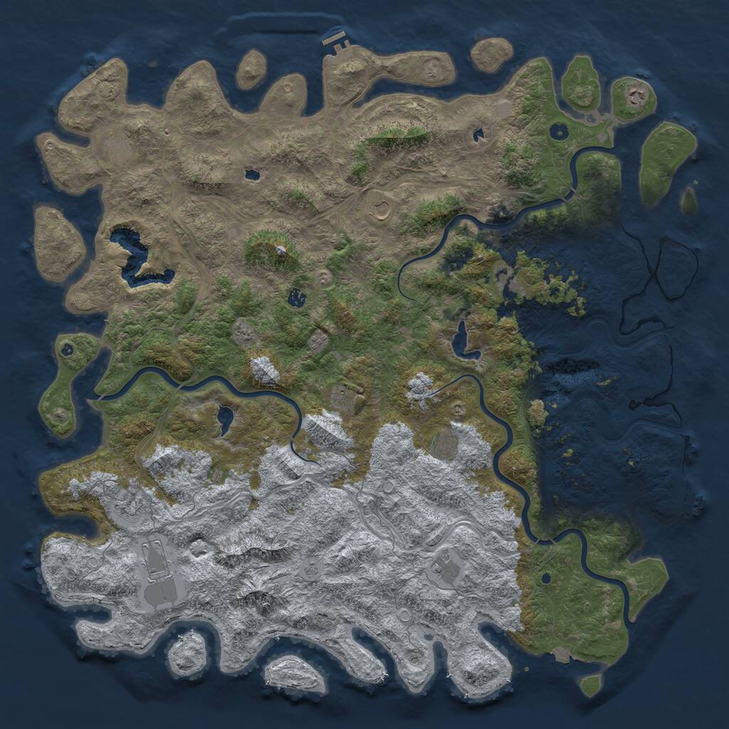 Rust Map: Procedural Map, Size: 6000, Seed: 110736015, 17 Monuments