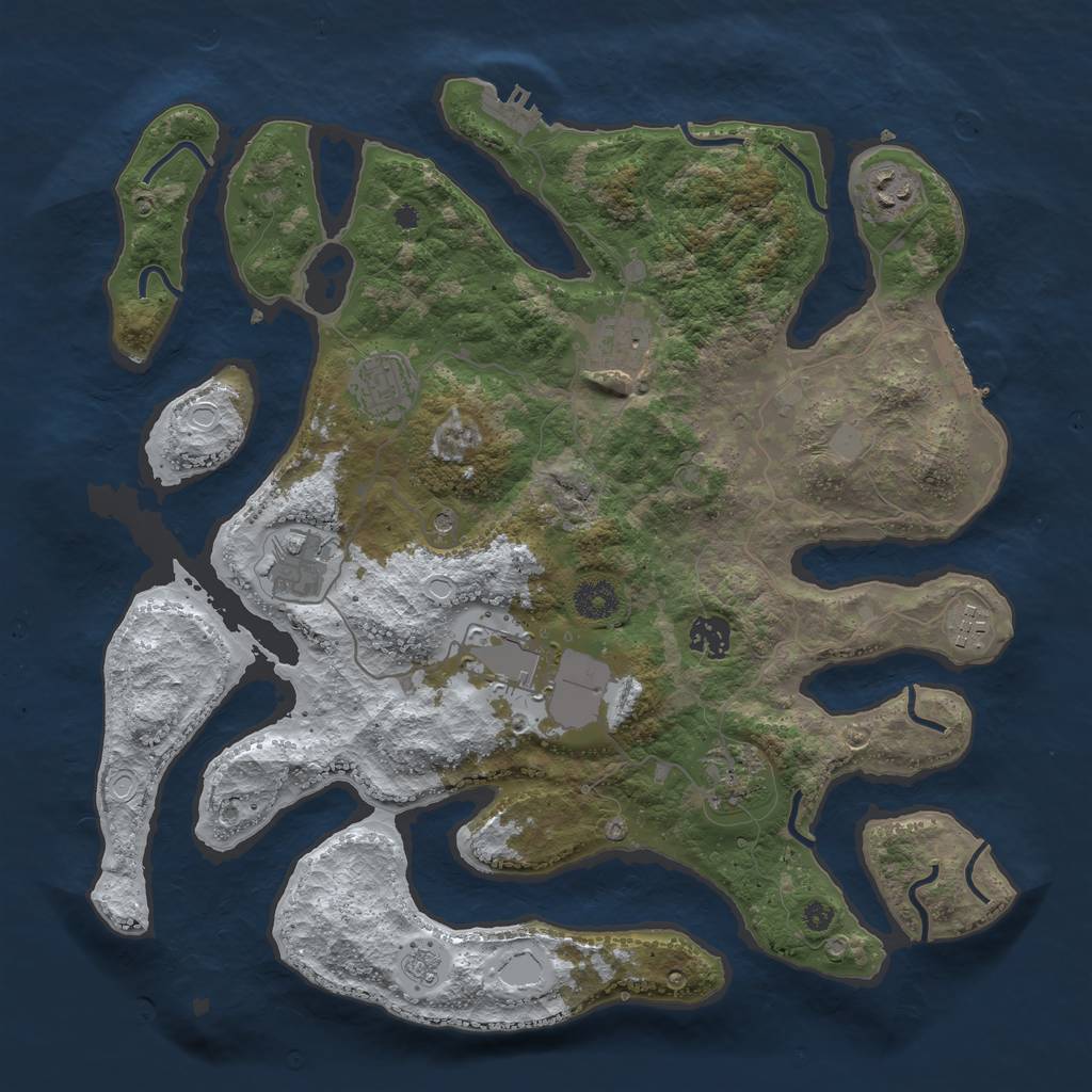 Rust Map: Procedural Map, Size: 3800, Seed: 268830055, 17 Monuments