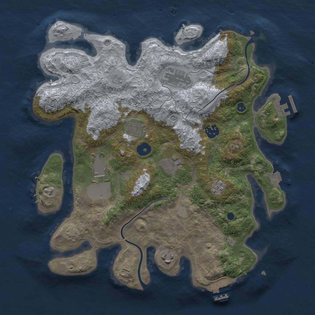 Rust Map: Procedural Map, Size: 3500, Seed: 898441, 13 Monuments