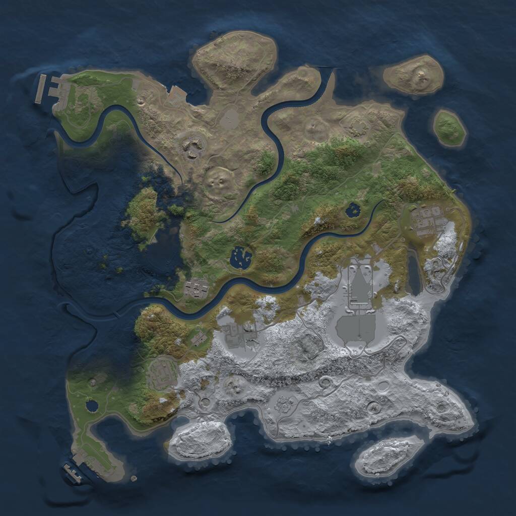 Rust Map: Procedural Map, Size: 3500, Seed: 2773674, 14 Monuments