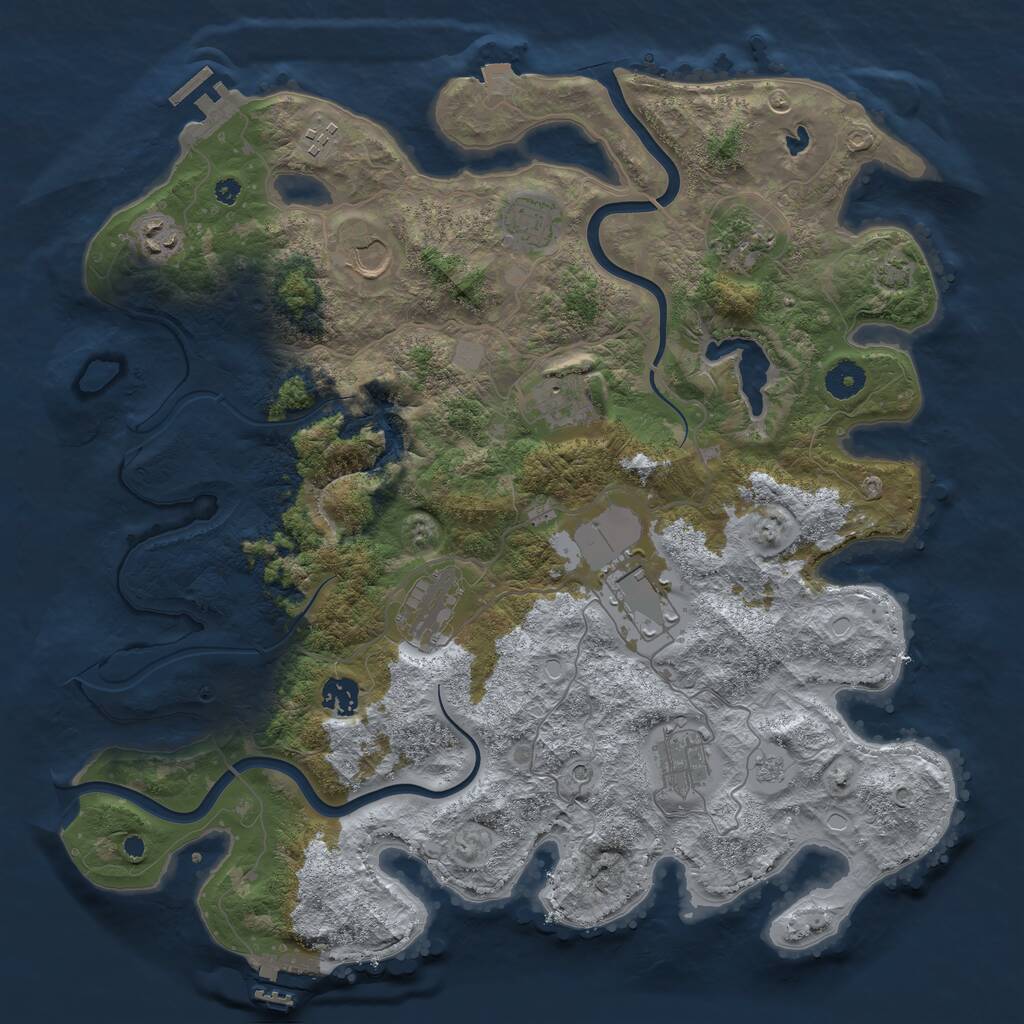 Rust Map: Procedural Map, Size: 4000, Seed: 4369937, 16 Monuments