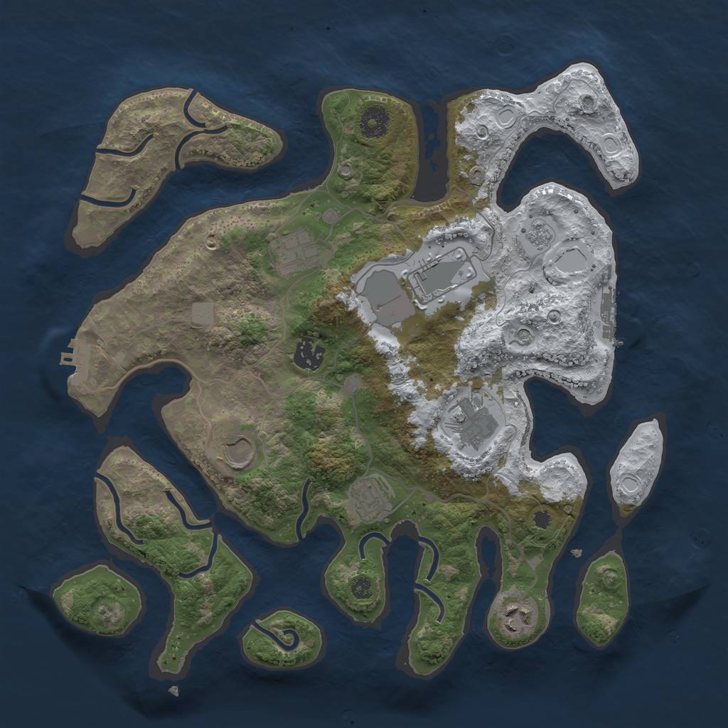 Rust Map: Procedural Map, Size: 3500, Seed: 3099147, 16 Monuments