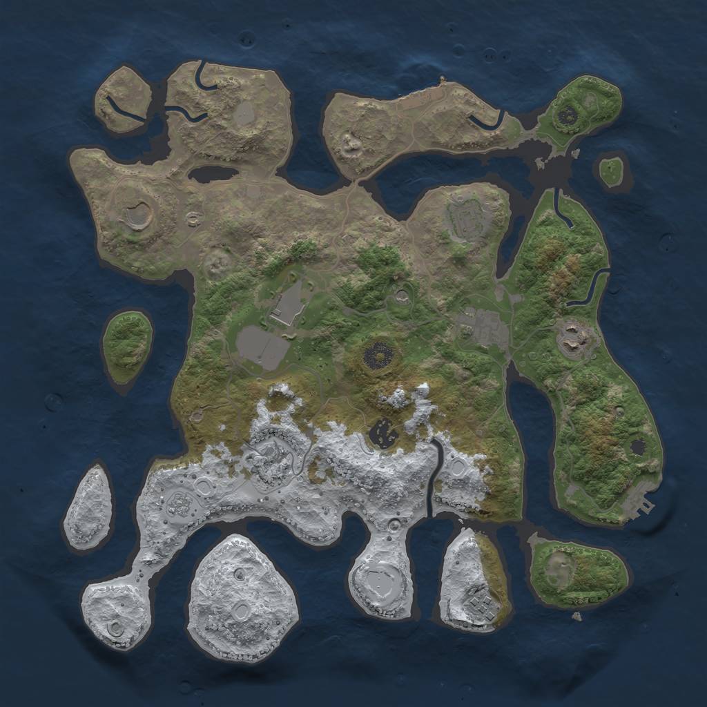 Rust Map: Procedural Map, Size: 3700, Seed: 1349110, 17 Monuments