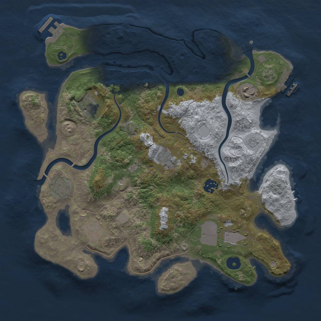 Rust Map: Procedural Map, Size: 3500, Seed: 3491276, 14 Monuments
