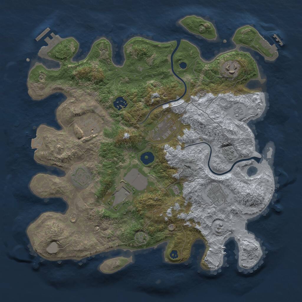 Rust Map: Procedural Map, Size: 3500, Seed: 1078551, 14 Monuments