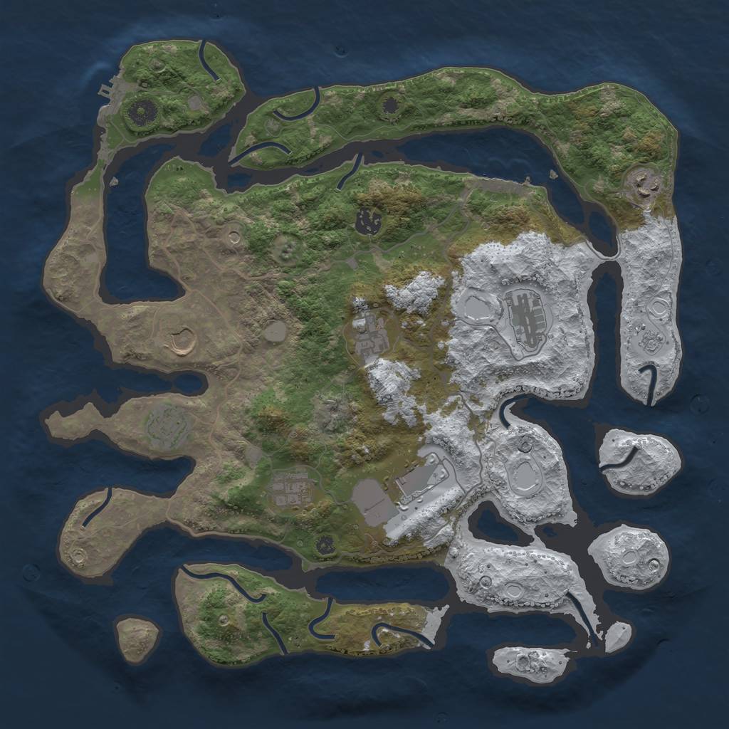 Rust Map: Procedural Map, Size: 4000, Seed: 1615673, 17 Monuments