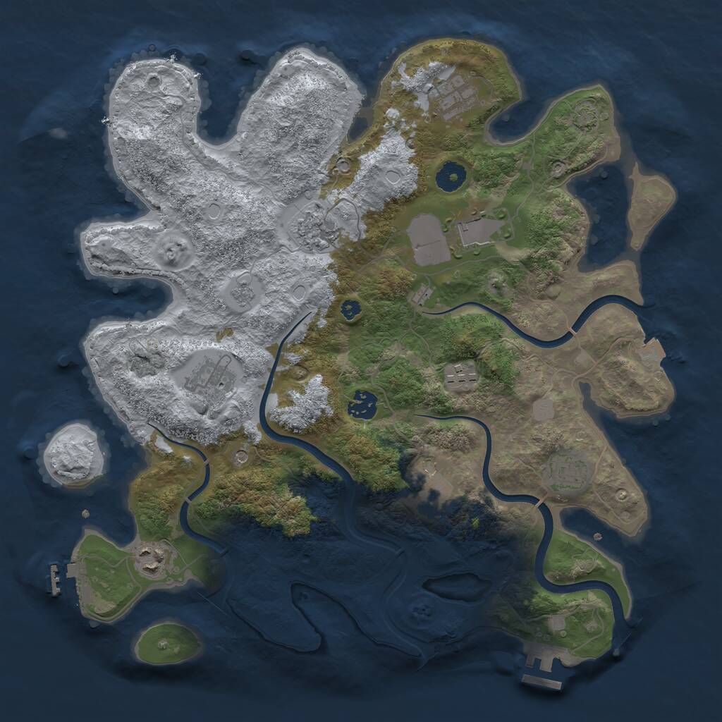 Rust Map: Procedural Map, Size: 3700, Seed: 2953098, 15 Monuments