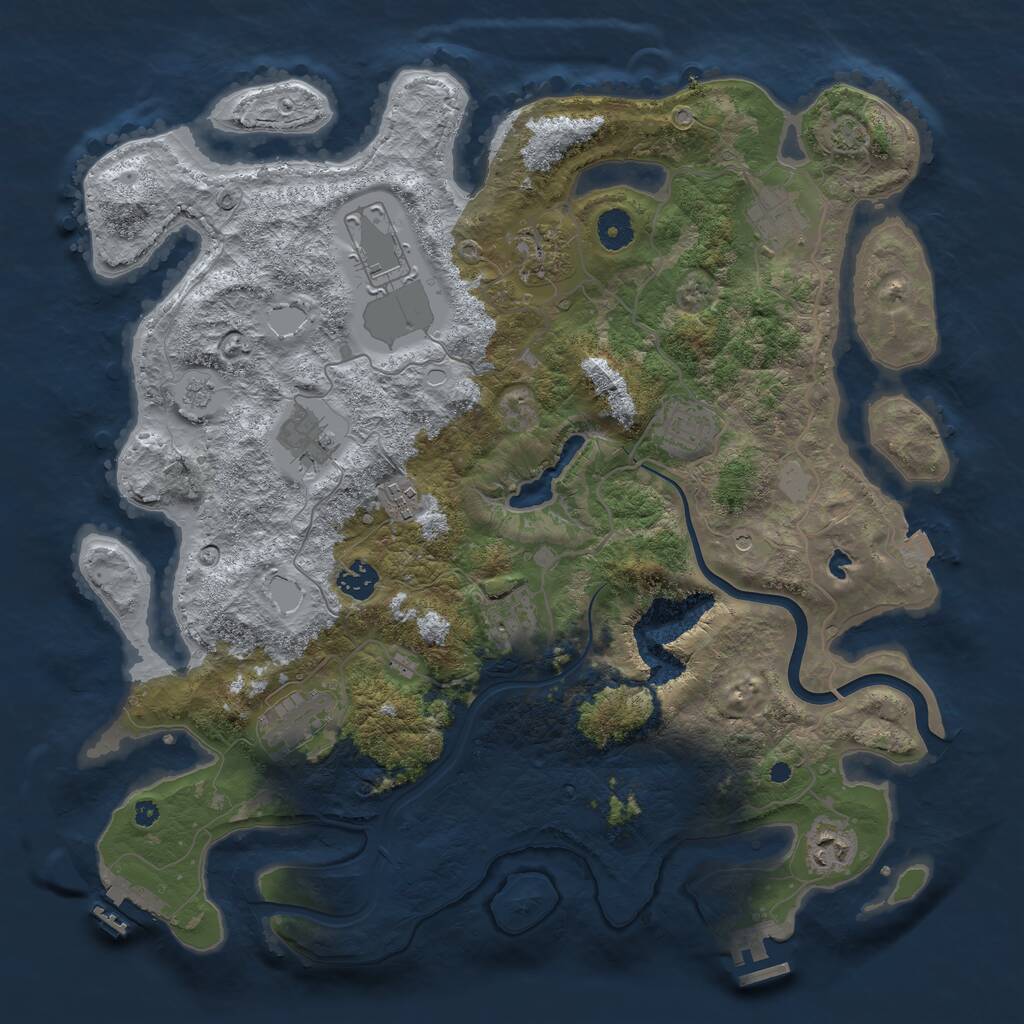 Rust Map: Procedural Map, Size: 4000, Seed: 4027786, 16 Monuments