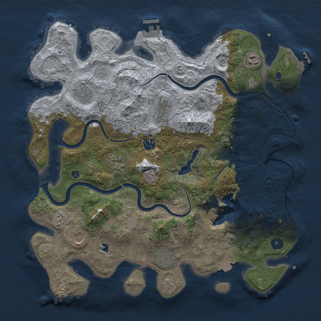 Rust Map: Procedural Map, Size: 4000, Seed: 201385268, 14 Monuments