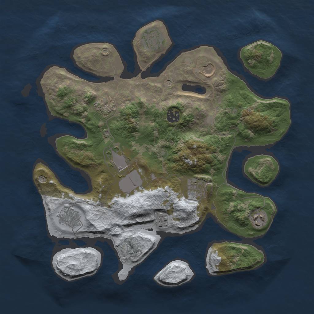 Rust Map: Barren, Size: 3500, Seed: 767528, 12 Monuments