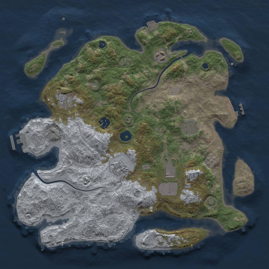 Rust Map: Procedural Map, Size: 3700, Seed: 6194817, 13 Monuments