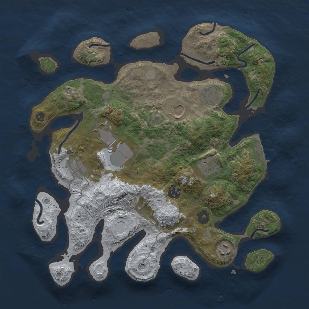 Rust Map: Procedural Map, Size: 3500, Seed: 2367117, 16 Monuments