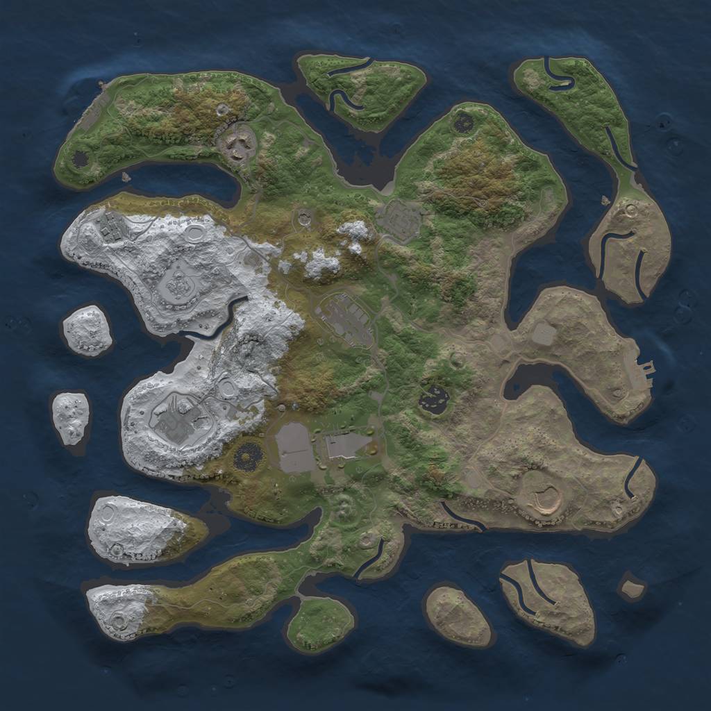 Rust Map: Procedural Map, Size: 3700, Seed: 4277011, 17 Monuments