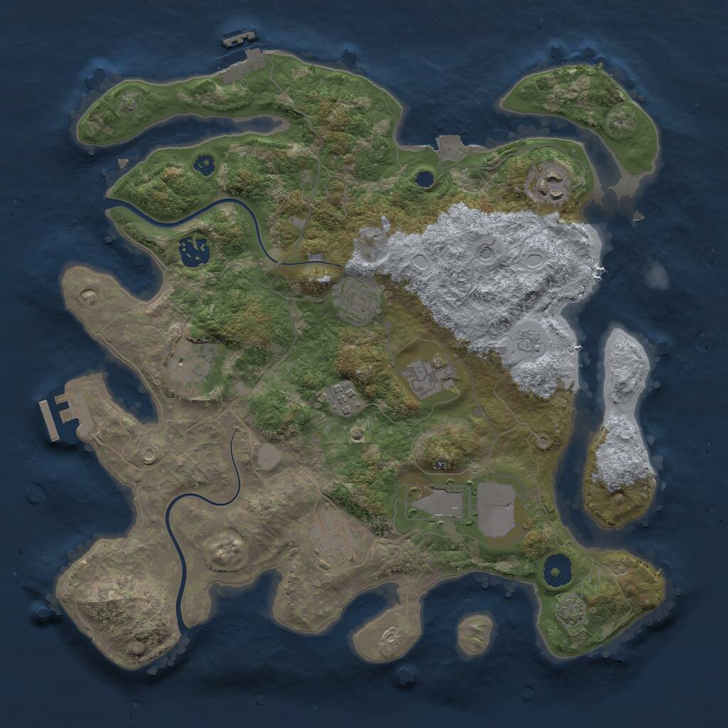 Rust Map: Procedural Map, Size: 3500, Seed: 4744817, 14 Monuments
