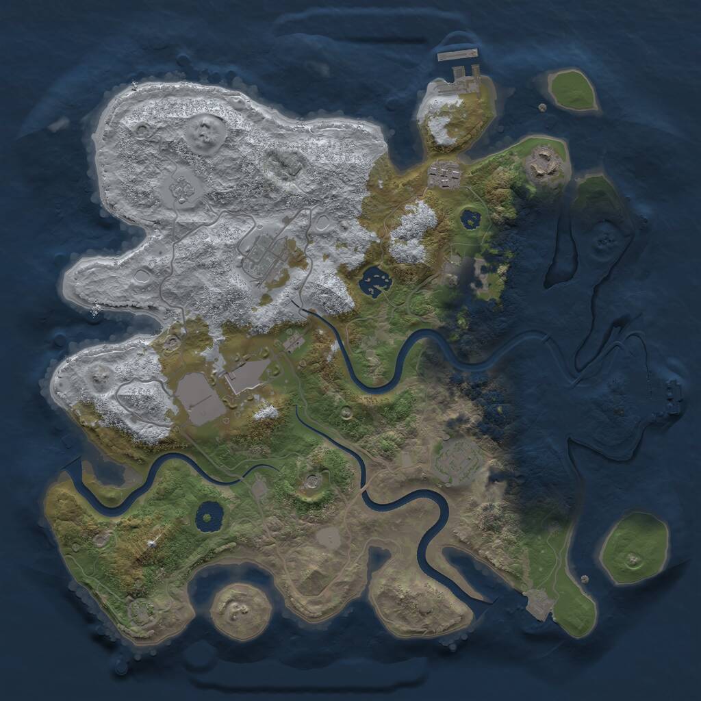 Rust Map: Procedural Map, Size: 3500, Seed: 3790595, 13 Monuments