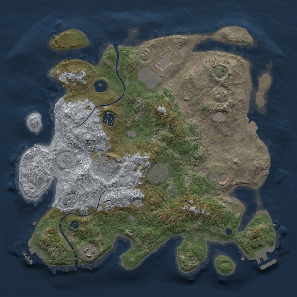 Rust Map: Procedural Map, Size: 3500, Seed: 6266669, 13 Monuments