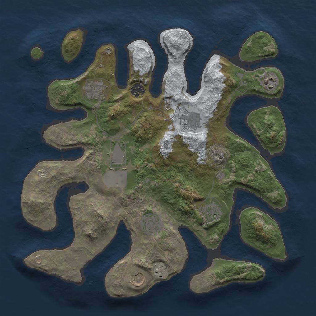Rust Map: Barren, Size: 3500, Seed: 4040370, 12 Monuments