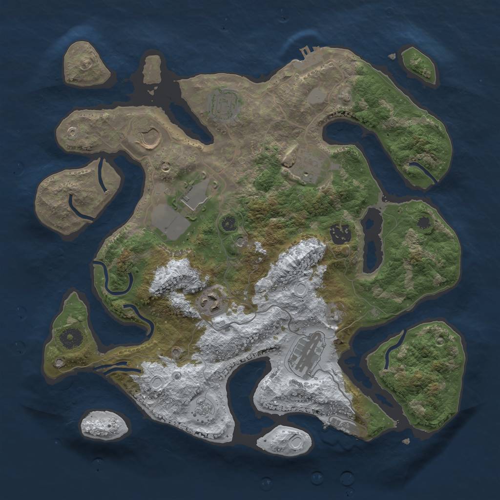 Rust Map: Procedural Map, Size: 3500, Seed: 2984638, 16 Monuments