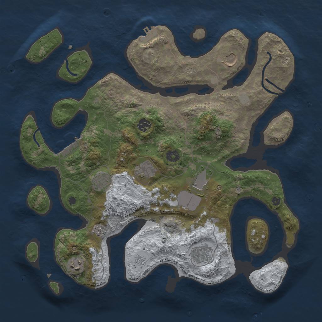 Rust Map: Procedural Map, Size: 3700, Seed: 4075095, 17 Monuments