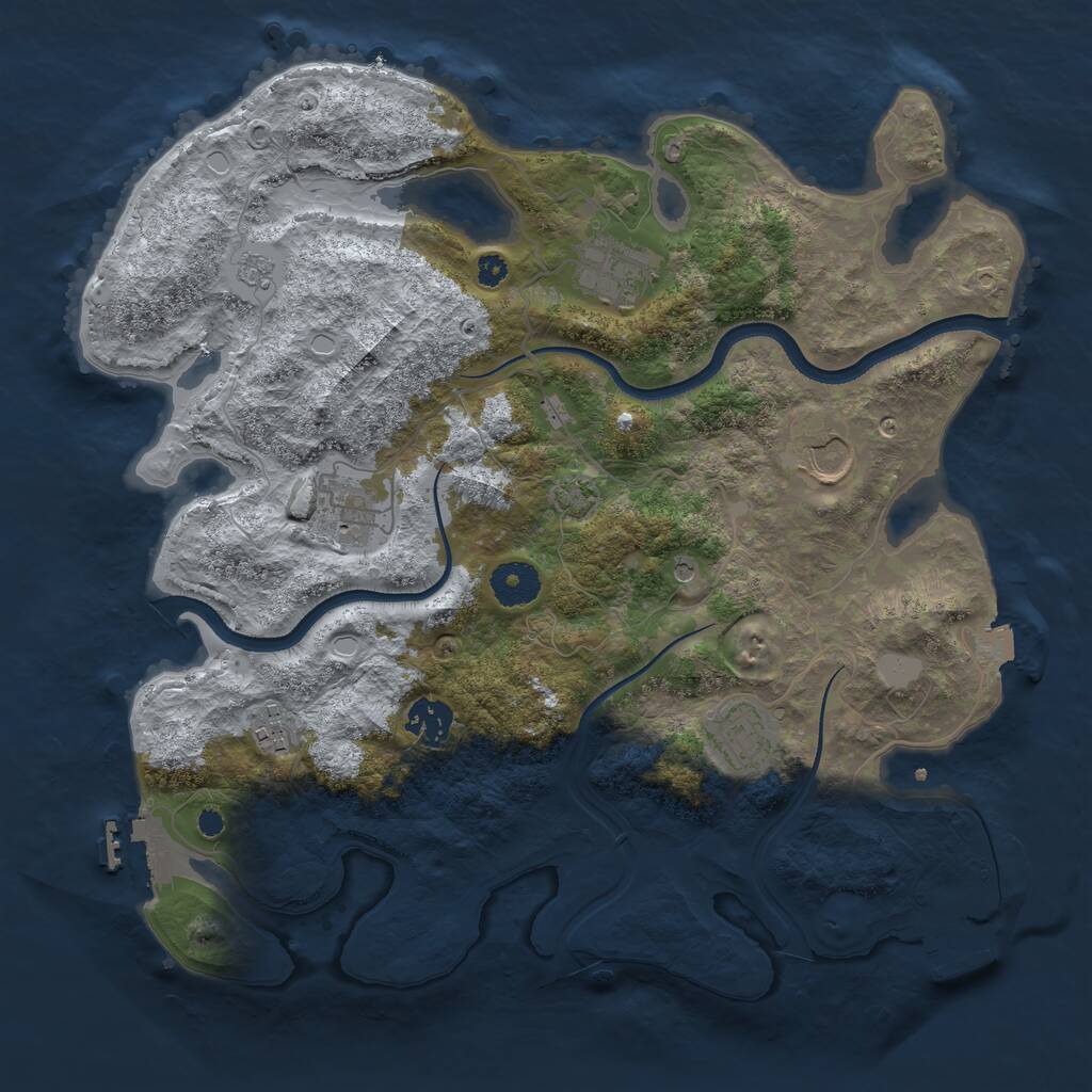 Rust Map: Procedural Map, Size: 3500, Seed: 2163852, 12 Monuments